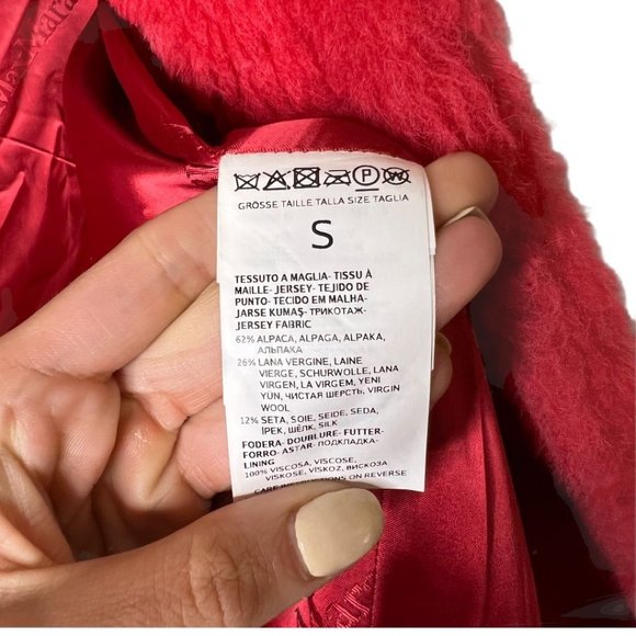 MAX MARA Teddy Bear Icon Coral Red Tedgirl Faux Fur Coat Size S - Picture 13 of 14